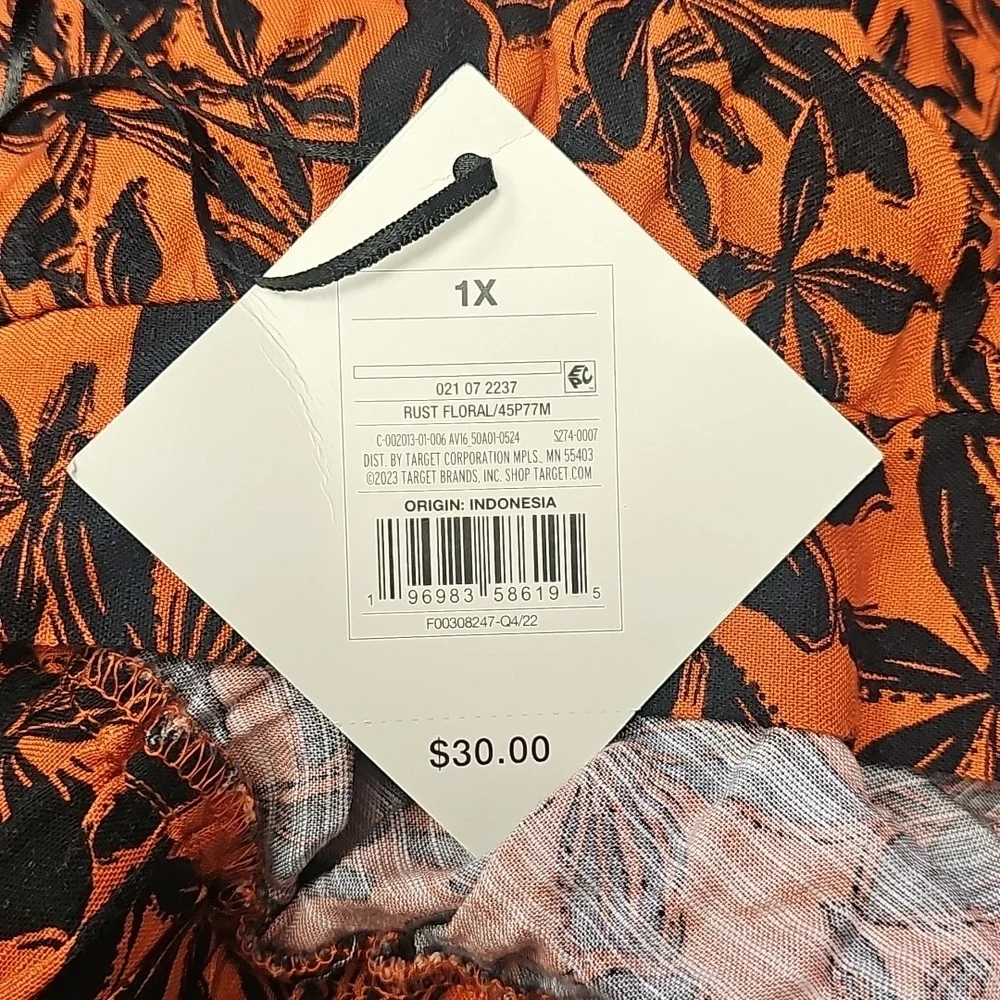 Ava & Viv Women's Maxi Skirt Rust Floral Length 400Size 1X Waist 20 - Picture 5 of 6